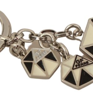 Exquisite Beige Black Metal Keychain