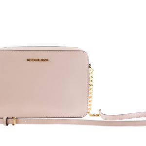 Jet Set Large East West Saffiano Leather Crossbody Bag Handbag (Powder Blush)