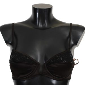Sequined Brown Balconette Bra