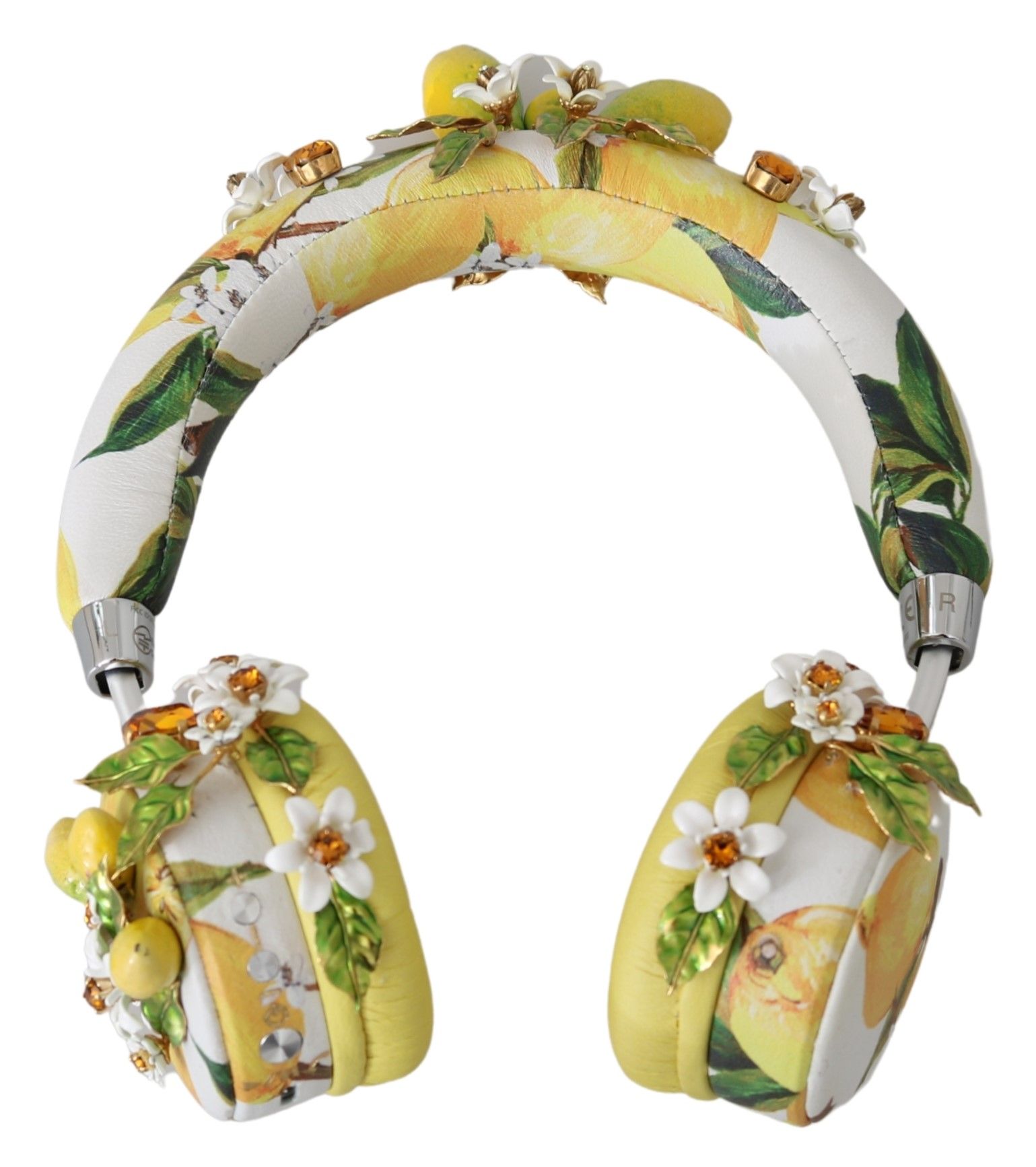 Glamorous Gold-Embellished Leather Headphones - Image 2