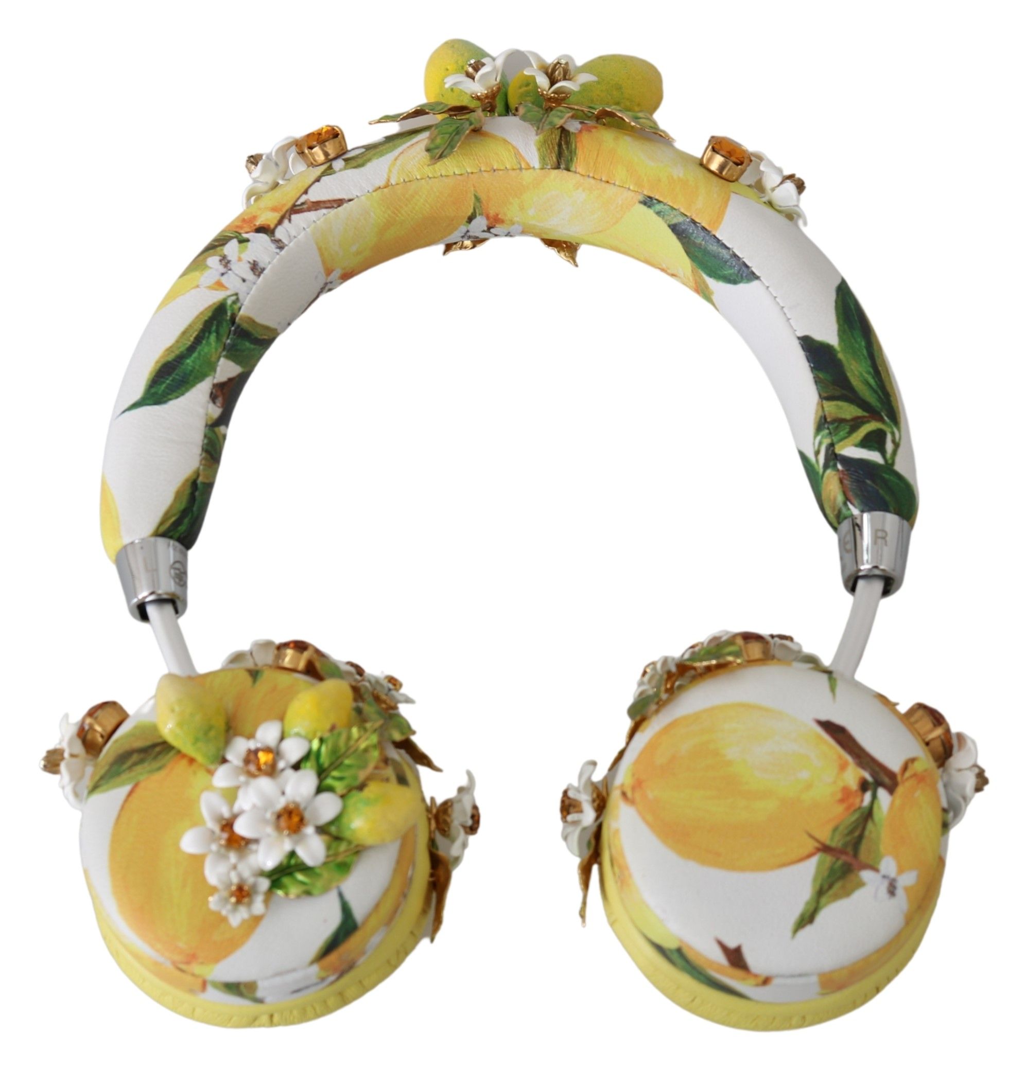 Glamorous Gold-Embellished Leather Headphones - Image 3