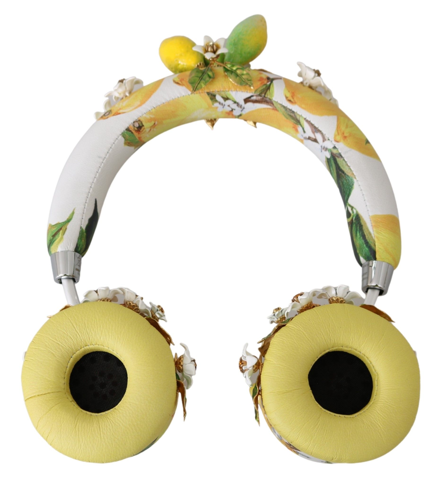 Glamorous Gold-Embellished Leather Headphones - Image 4