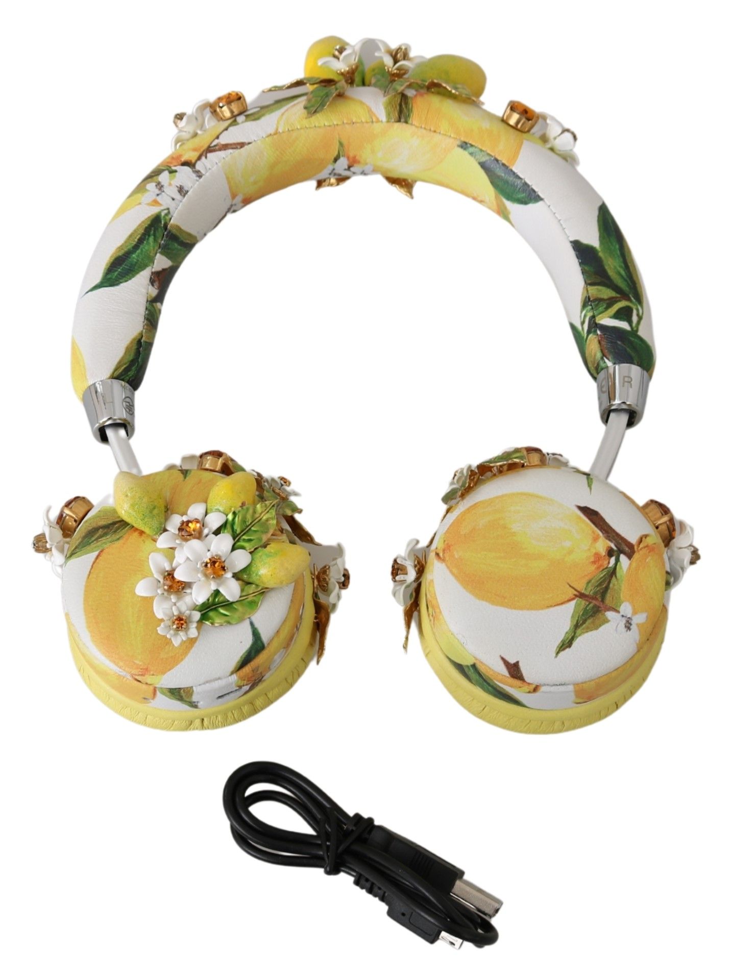 Glamorous Gold-Embellished Leather Headphones - Image 5