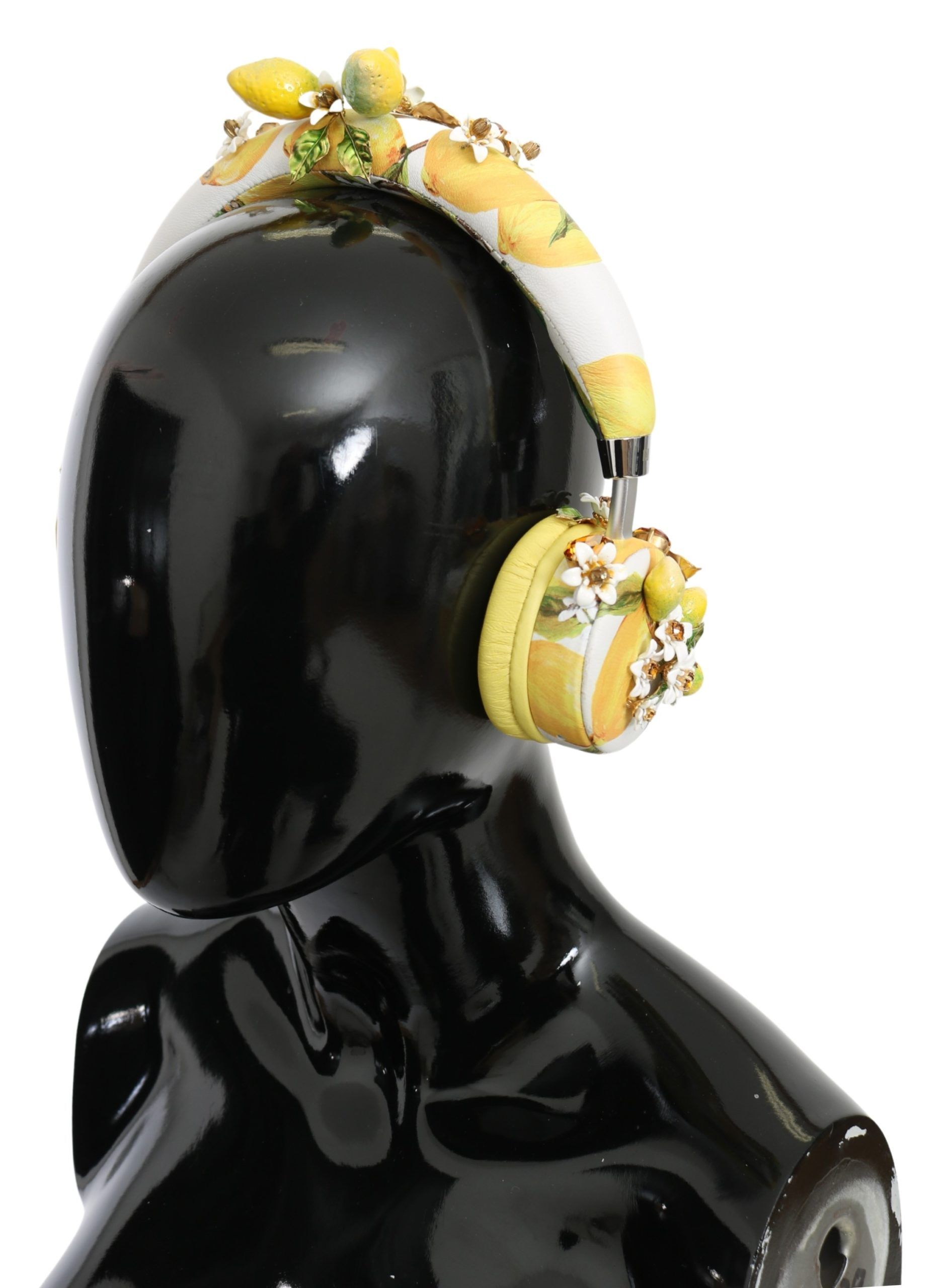 Glamorous Gold-Embellished Leather Headphones - Image 6