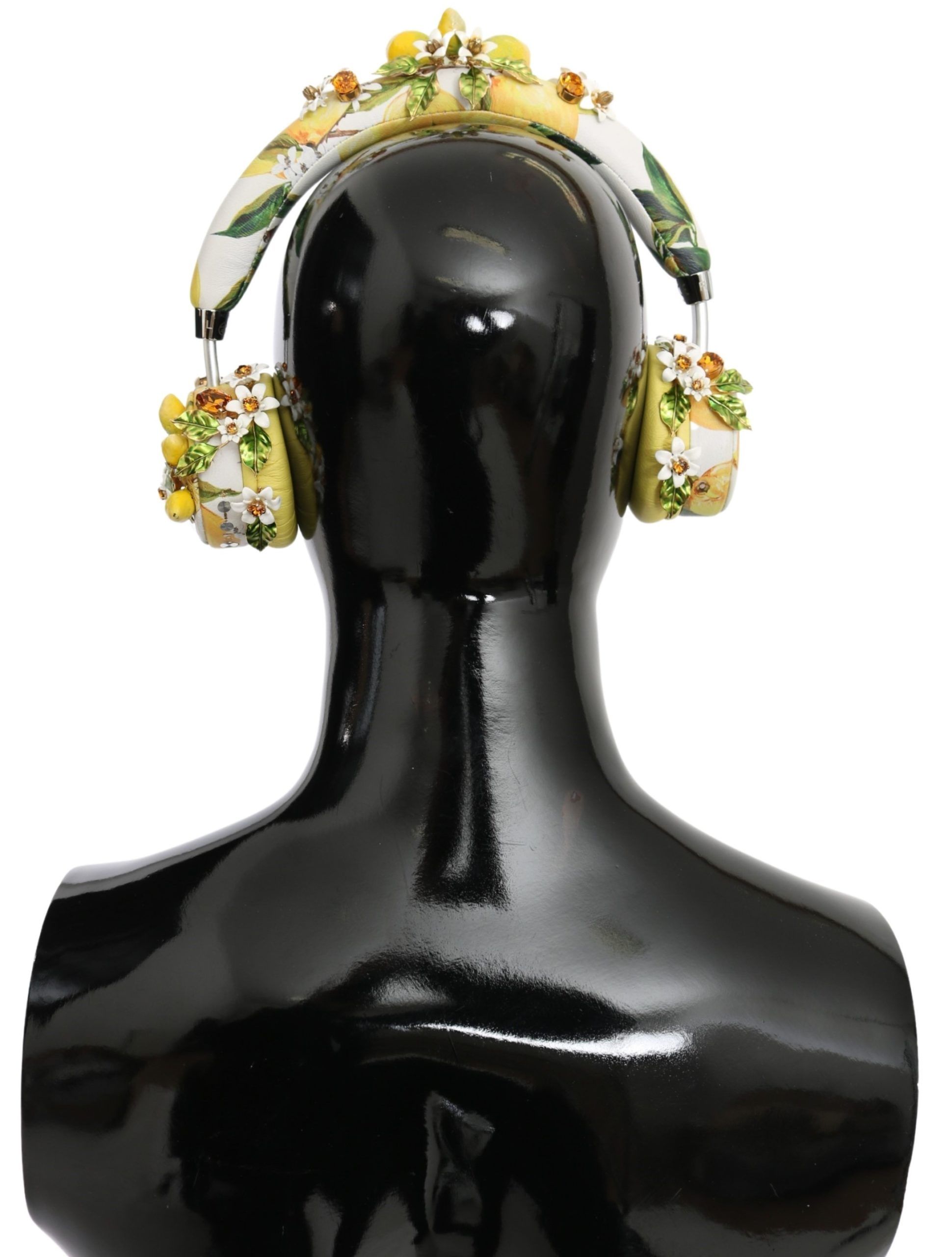 Glamorous Gold-Embellished Leather Headphones - Image 7