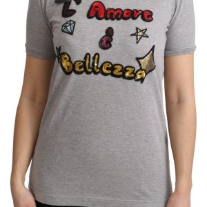 Sequined Motive Cotton Tee