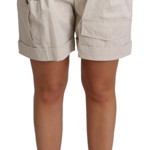 Chic Beige High Waist Pleated Shorts