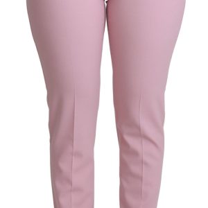 Elegant Pink High-Waisted Wool Trousers