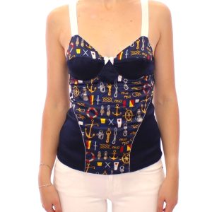 Blue Sailor Motif Stretch Tank Top