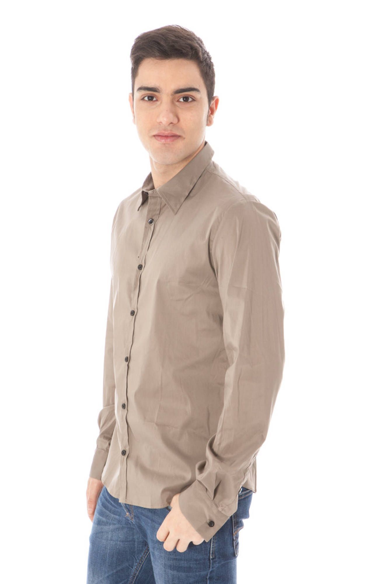 Chic Green Long Sleeve Italian Collar Shirt - Image 3
