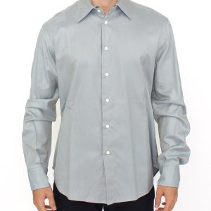 Elegance Unleashed Gray Casual Button-Front Shirt