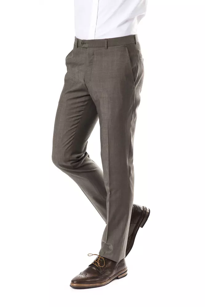 Elegant Gray Woolen Suit Pants - Drop 7 Cut - Image 2