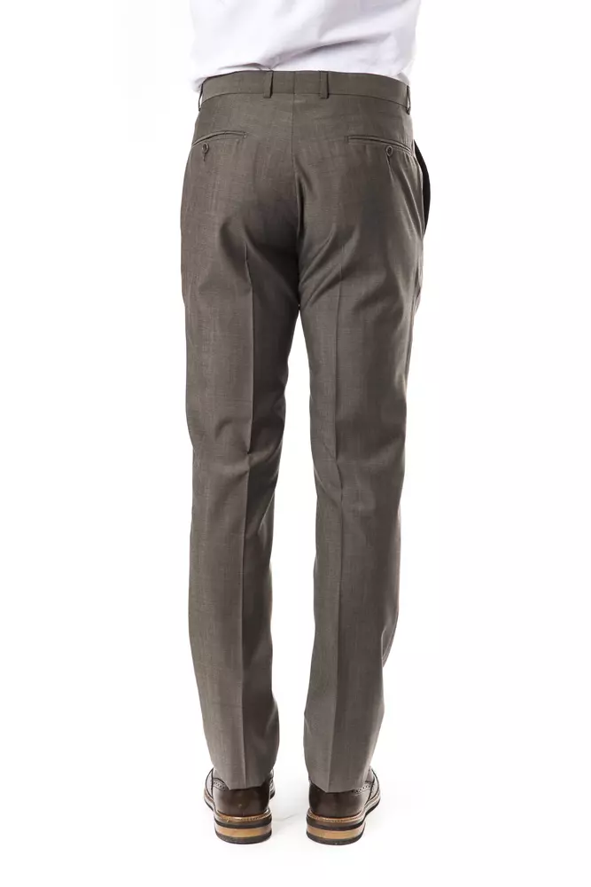 Elegant Gray Woolen Suit Pants - Drop 7 Cut - Image 3