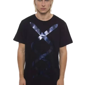 Elegant Black Round Neck Printed Tee