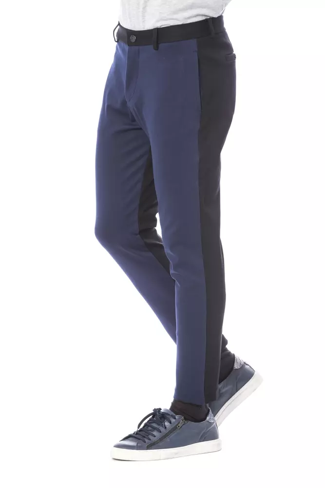 Elegant Slim Fit Blue Trousers - Image 2