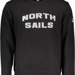 Sleek Black Cotton Blend Crewneck Sweatshirt