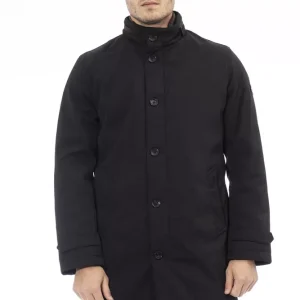Black Polyester Men Jacket