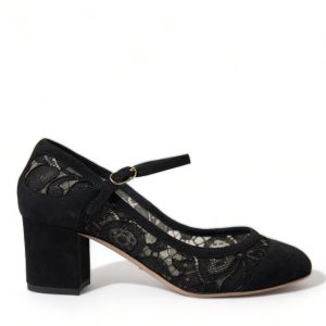 Elegant Suede Mary Jane Lace Heels