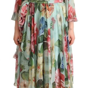 Floral Silk Midi Wrap Dress