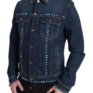Embellished Turquoise Denim Jacket