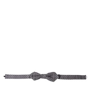 Elegant Silk Gray Polka Dot Bow Tie