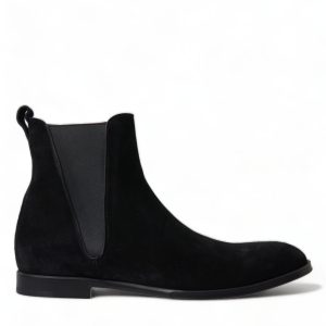 Elegant Black Velvet Mid-Calf Boots