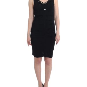 Elegant Black Sheath Knee-Length Dress
