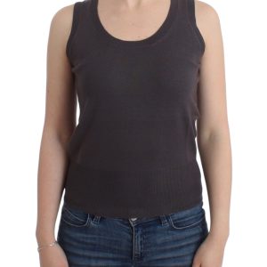 Elegant Sleeveless Brown Knit Top