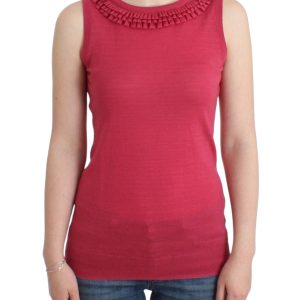 Elegant Pink Sleeveless Wool Knit Top