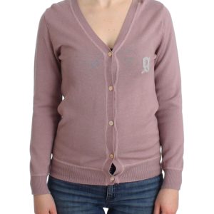 Chic Pink V-Neck Wool Cardigan