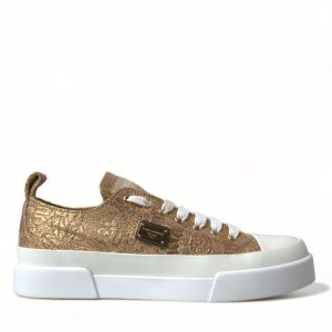 Elegant Gold Low-Top Sneakers - Chic Comfort Footwear