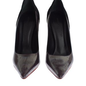 Chic Metallic Gray Leather Pumps