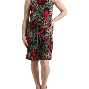 Elegant Leopard Floral A-Line Dress