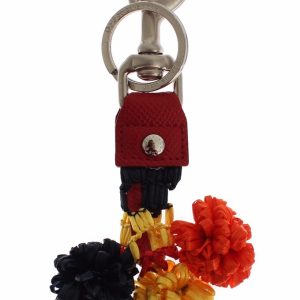 Multicolor Sicily Raffia Leather Keychain