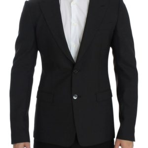Sleek Gray Wool Slim Fit Blazer