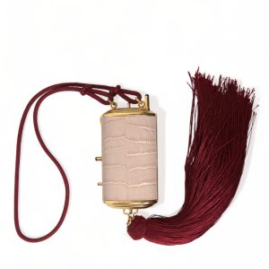 Exotic Pink Leather Mini Mirror Bag with Tassel