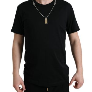 Sleek Cotton Round Neck T-Shirt with Chain Detail