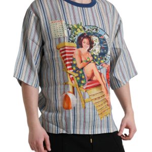 Elegant Linen T-Shirt with AGOSTO Motif