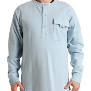 Elegant Light Blue Cotton Blend Crew Neck Sweater