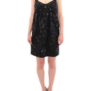 Elegant Sequined Floral Mini Shift Dress