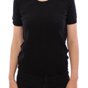 Elegant Black Cotton Crew-neck Tee