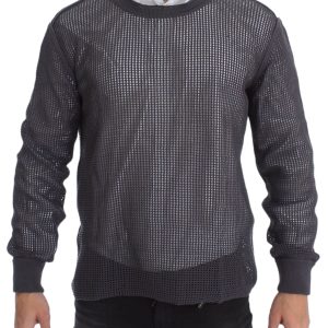 Elegant Crew-Neck Netted Sweater in Light Purple