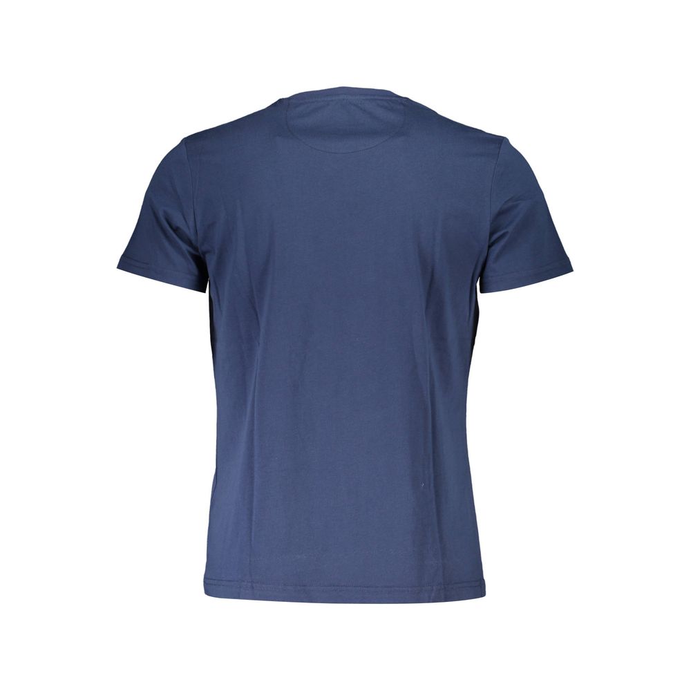 Elegant Blue Cotton Tee with Iconic Emblem - Image 2