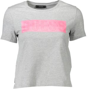 Chic Gray Printed Crew Neck Tee for Her