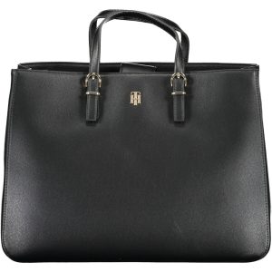 Elegant Black Contrast Detail Handbag