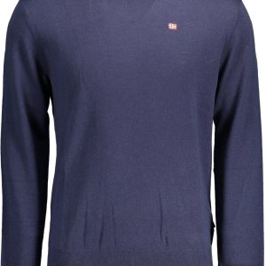 Elegant Woolen Blue Sweater with Embroidery