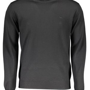 Elegant Crew Neck Wool Sweater in Black