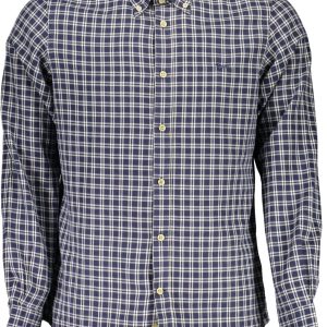 Elegant Blue Cotton Shirt with Contrasting Cuffs