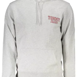 Elegant Gray Cotton Hooded Sweatshirt