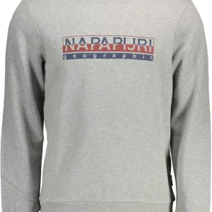 Chic Gray Cotton Sweatshirt with Logo Print